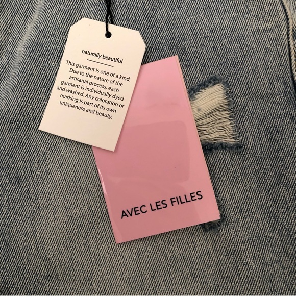 AVEC LES FILLES JEAN SHORTS SIZE 29 HIGH WAIST RAW HEM DISTRESSED NWT - Picture 5 of 14